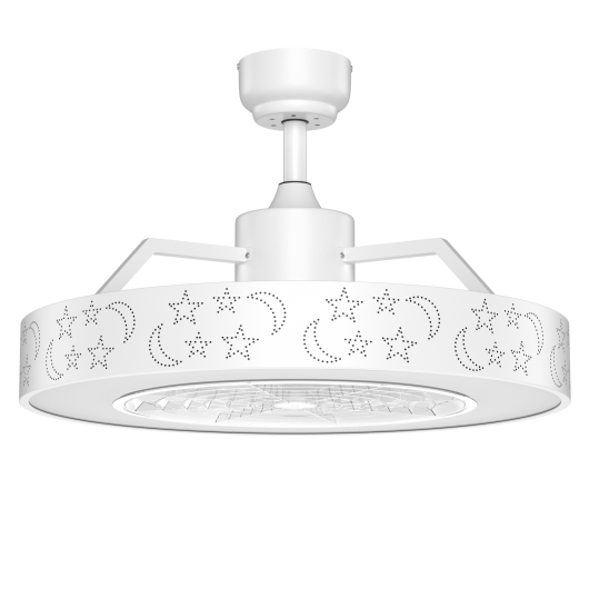 23" Ceiling Fan with LED Light and Remote Control-White