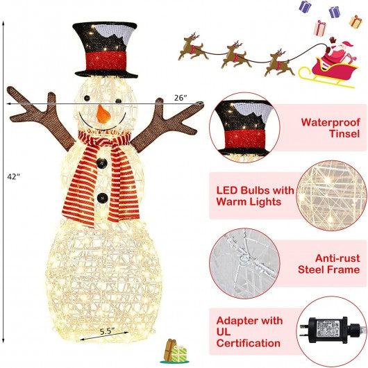 Indoor-Outdoor Christmas Lighted Snowman Decorations with Pre-Lit 80 Lights