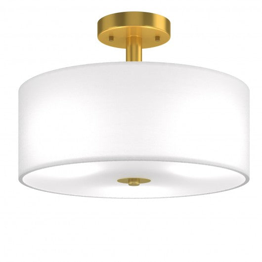 3-Light Semi Flush Mount Ceiling Light Fixture Glass Drum Pendant Lamp