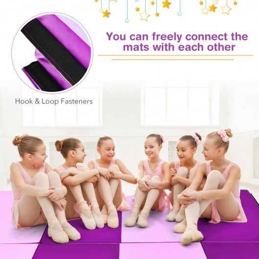 4 Inch x 8 Inch Folding Gymnastics Panel Mat with Handles Hook-Pink