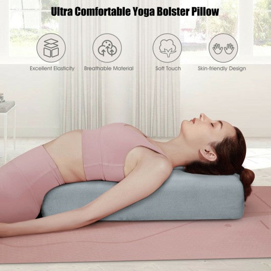 Yoga Bolster Pillow with Washable Cover and Carry Bag-Gray