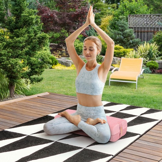 Yoga Bolster Pillow with Washable Cover and Carry Bag-Pink