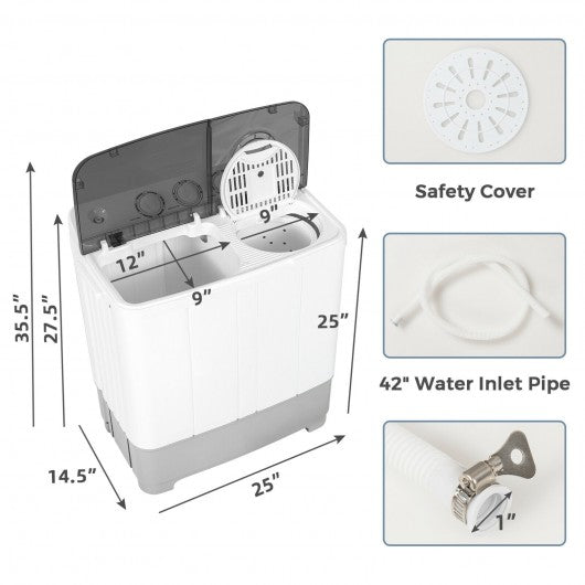 2-in-1 Portable Washing Machine and Dryer Combo-Gray
