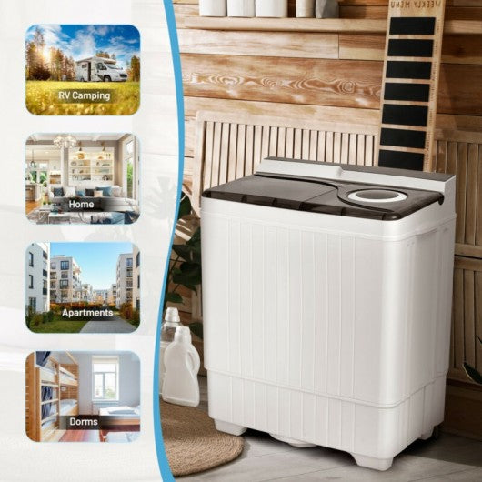 26 Pound Portable Semi-automatic Washing Machine with Built-in Drain Pump-Gray