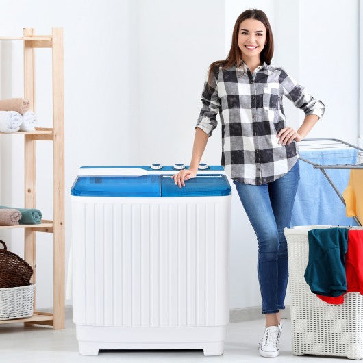 Portable Washing Machine 20lbs Washer and 8.5lbs Spinner with Built-in Drain Pump-Blue