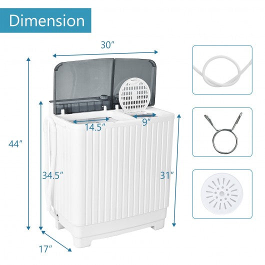 Portable Washing Machine 20lbs Washer and 8.5lbs Spinner with Built-in Drain Pump-Gray