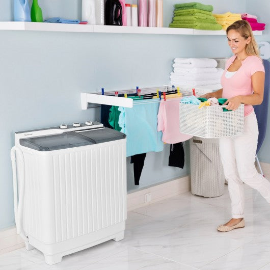 Portable Washing Machine 20lbs Washer and 8.5lbs Spinner with Built-in Drain Pump-Gray