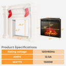 26 Inch Recessed Electric Fireplace heater W- Remote Control 750W-1500W