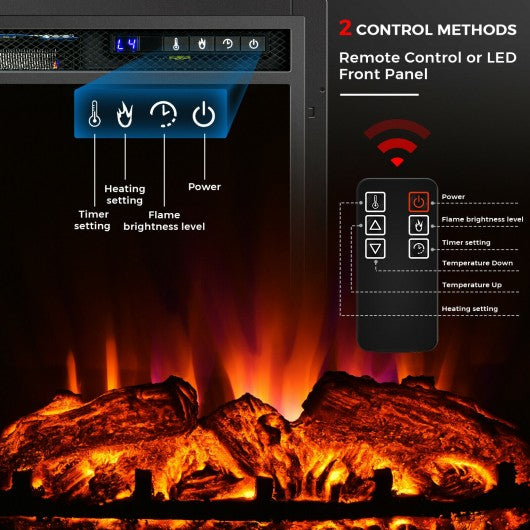 26 Inch Recessed Electric Fireplace heater W- Remote Control 750W-1500W