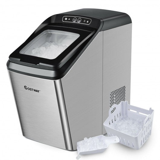 Ice Making Machine with 29 Lbs Pebble Ice per Day-Silver