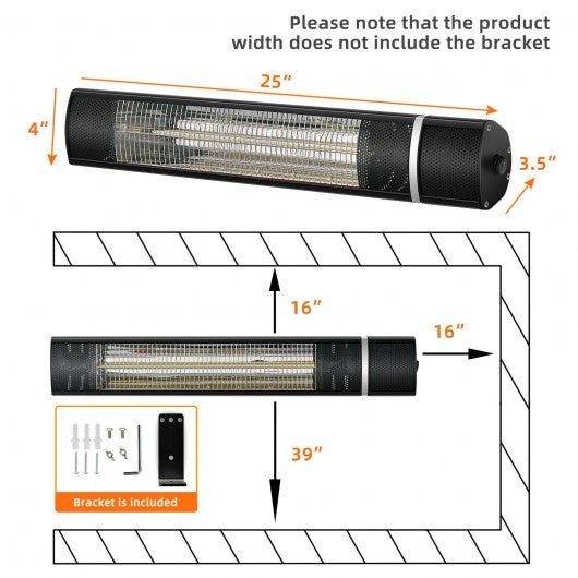 1500W Outdoor Electric Patio Heater with Remote Control-Black