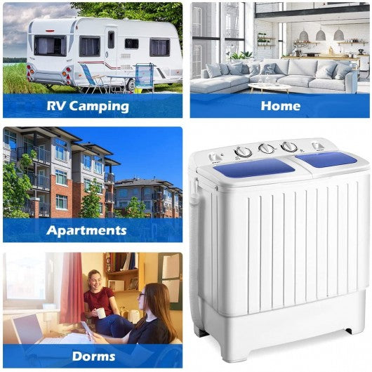 17.6 lbs Compact Twin Tub Spin Washing Machine Dryer