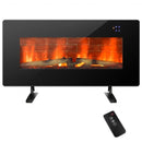 36" Electric Wall Mounted Freestanding Fireplace with Remote Control-Black