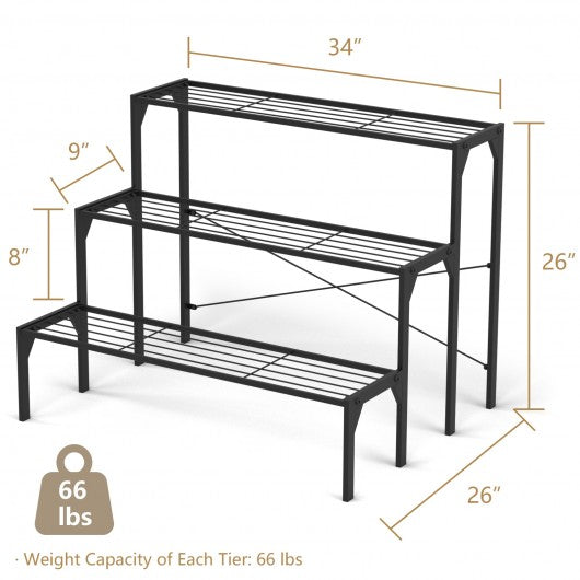 3 Tier Outdoor Metal Heavy Duty Modern for Multiple Plant Display Stand Rack