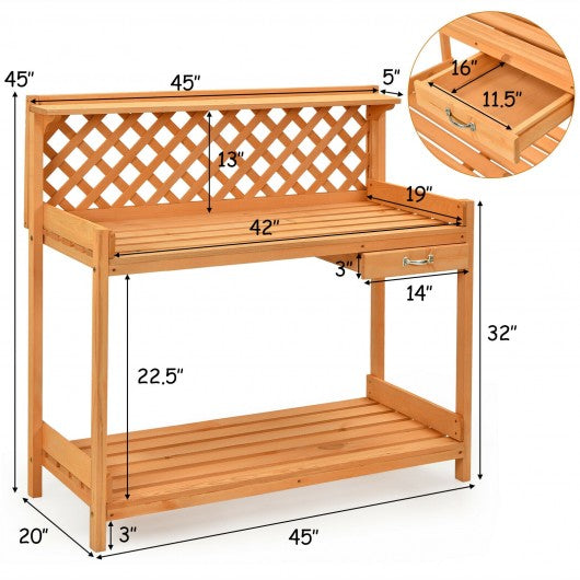 Garden Wood Work Potting Bench Station with Hook