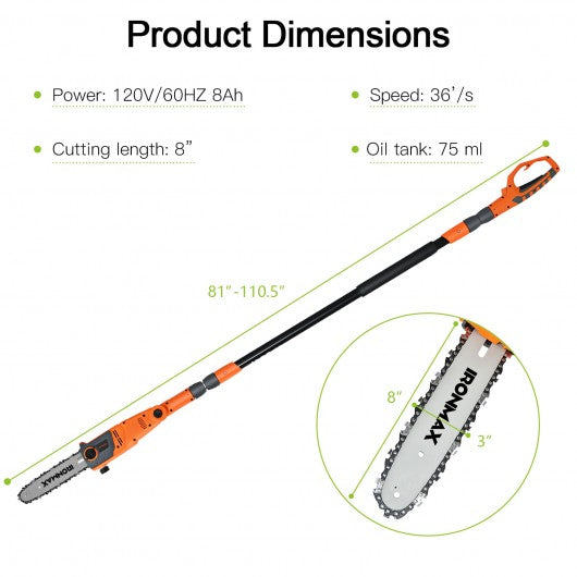 10-8-Inch Power Pole Saw for Outdoor Tree Trimming-8'