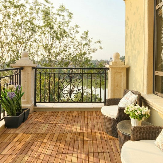 27 Pieces Acacia Wood Interlocking Patio Deck Tile