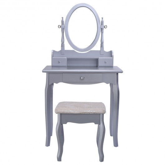 White Vanity Makeup Dressing Table with Rotatable Mirror + 3 Drawers