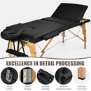 3 Fold 84" L Portable Adjustable Massage Table with Carry Case-Black