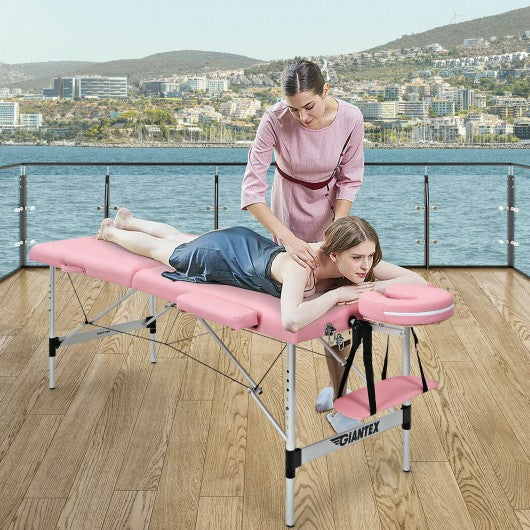 84'' L Portable Adjustable Massage Bed with Carry Case for Facial Salon Spa -Pink