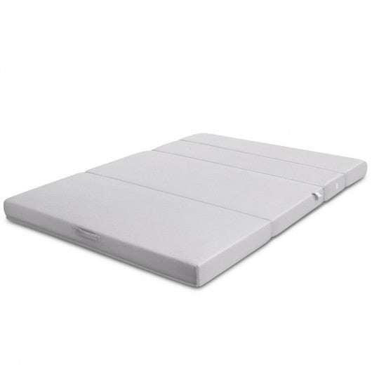 4" Tri-Fold Sofa Bed Foam Mattress with Handles-Queen Size