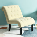 Upholstered Tufted Lounge Chair with Wood Leg-Beige
