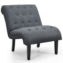 Upholstered Tufted Lounge Chair with Wood Leg-Dark Gray