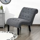 Upholstered Tufted Lounge Chair with Wood Leg-Dark Gray
