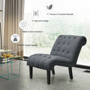 Upholstered Tufted Lounge Chair with Wood Leg-Dark Gray