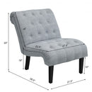 Upholstered Tufted Lounge Chair with Wood Leg-Light Gray