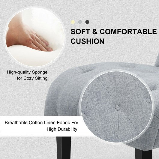 Upholstered Tufted Lounge Chair with Wood Leg-Light Gray