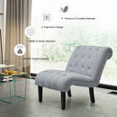 Upholstered Tufted Lounge Chair with Wood Leg-Light Gray