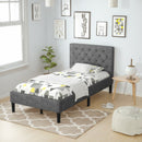 Upholstered Bed Base with Button Stitched Headboard