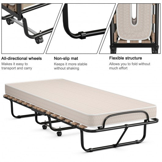 Extra Guest Folding Bed with Memory Foam Mattress