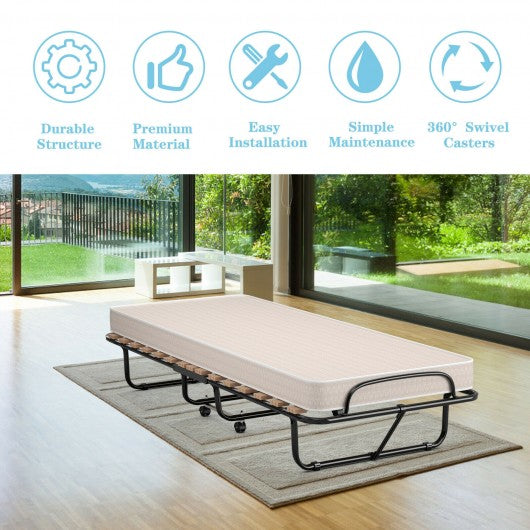 Extra Guest Folding Bed with Memory Foam Mattress