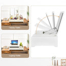 Compact Bay Window Makeup Dressing Table with Flip-Top Mirror-White