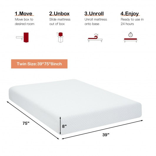 8 Inches Foam Medium Firm Mattress with Removable Cover-Twin Size
