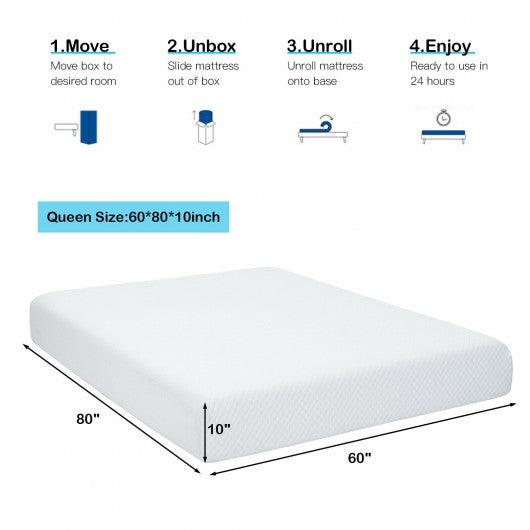 10 Inches Air Foam Pressure Relief Bed Mattress with Removable Soft Cover-Queen Size