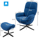 Modern Swivel Rocking Chair and Ottoman Set with Aluminum Alloy Base-Blue