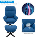 Modern Swivel Rocking Chair and Ottoman Set with Aluminum Alloy Base-Blue