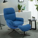 Modern Swivel Rocking Chair and Ottoman Set with Aluminum Alloy Base-Blue