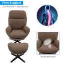 Modern Swivel Rocking Chair and Ottoman Set with Aluminum Alloy Base-Coffee
