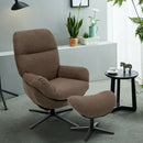 Modern Swivel Rocking Chair and Ottoman Set with Aluminum Alloy Base-Coffee