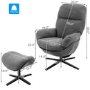 Modern Swivel Rocking Chair and Ottoman Set with Aluminum Alloy Base-Gray