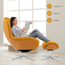 Swivel Top Grain Leather Lounge Armchair Rocking Chair with Ottoman-Yellow