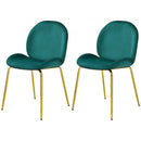 Set of 2 Velvet Accent Chairs with Gold Metal Legs-Green
