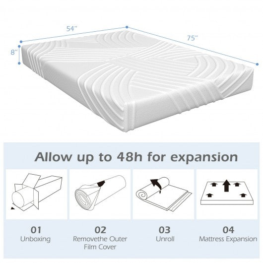 8 Inch Gel Infused Memory Foam Mattress Firm Hybrid Pressure Relief-Full Size