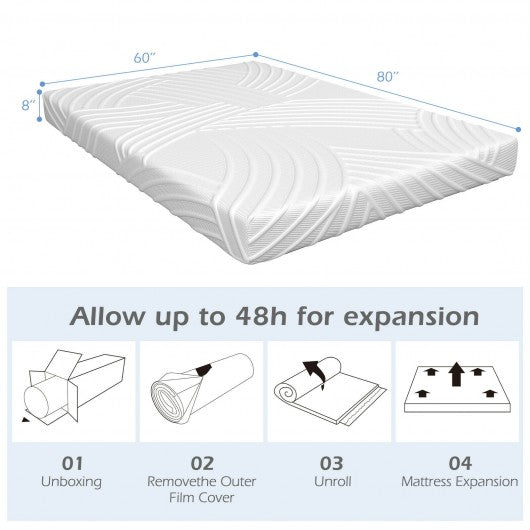 8 Inch Gel Infused Memory Foam Mattress Firm Hybrid Pressure Relief-Queen Size