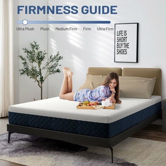 10 Inch Hybrid Mattress Plush Gel Infused Memory Foam Bamboo Charcoal-Queen Size