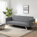 Convertible Futon Sofa Bed Folding Recliner with USB Ports and Power Strip-Gray